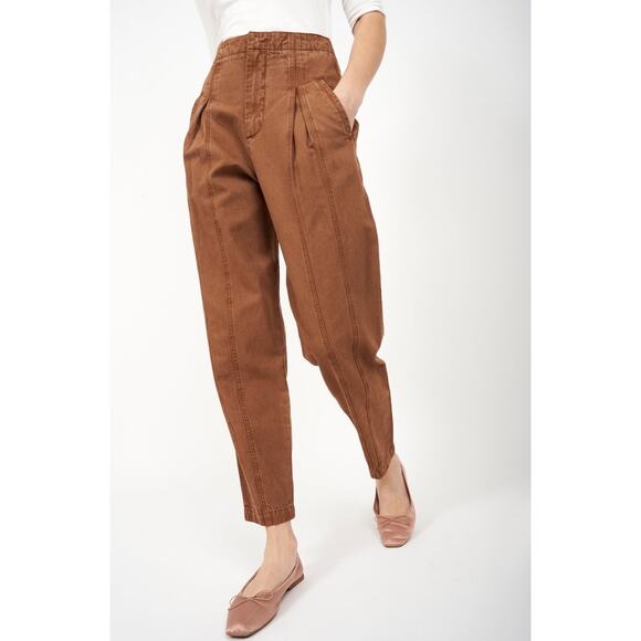 Joie Pants - Joie Brown High-Waist Tapered Pants